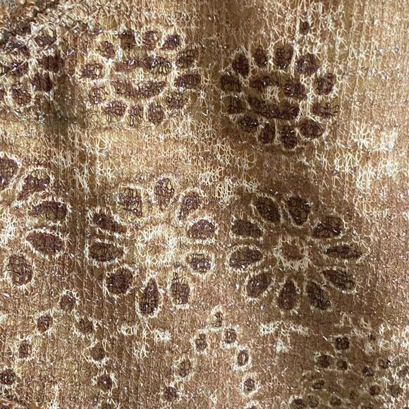 Vintage Y2K Gold Sparkle Camisole Knit Tank with Crossover, Ruching Floral Party - Picture 6 of 14